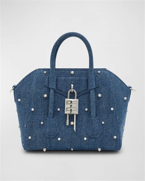 givenchy grey antigona small|mini antigona lock denim tote bag.